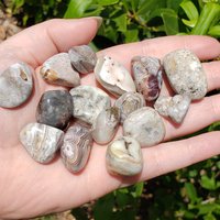 Grey Crazy Lace Agate Polished Tumbled Gemstone - Stone of Optimism - 0.5" -1.2" - Showing Natural Texture