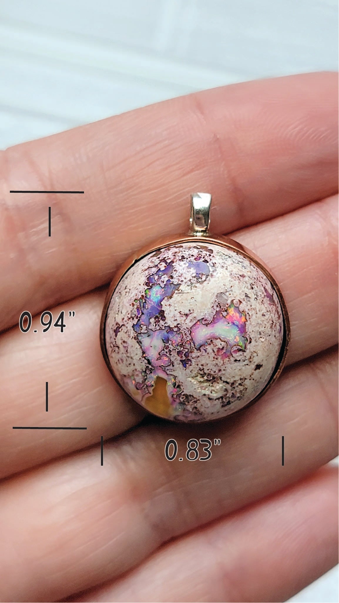 Natural Cantera Mexican Pink Purple Opal Sterling Silver &amp; Copper Pendant - AAA Grade Opal