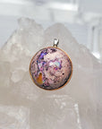 Natural Cantera Mexican Pink Purple Opal Sterling Silver & Copper Pendant - AAA Grade Opal