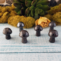 Hematite Gemstone Toadstool Mushroom Carving - Mini Shroom!