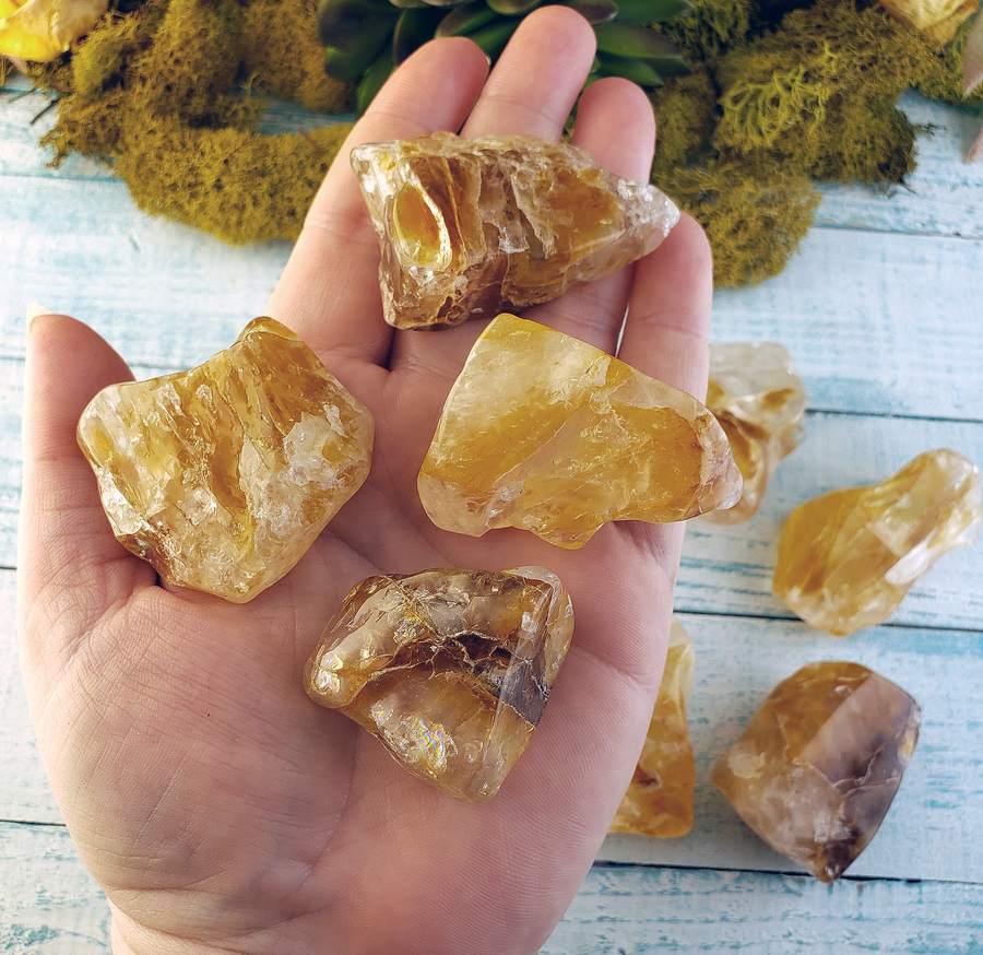 Hematoid Golden Healer Quartz Natural Tumbled Stone - Stone of Positive Emotion