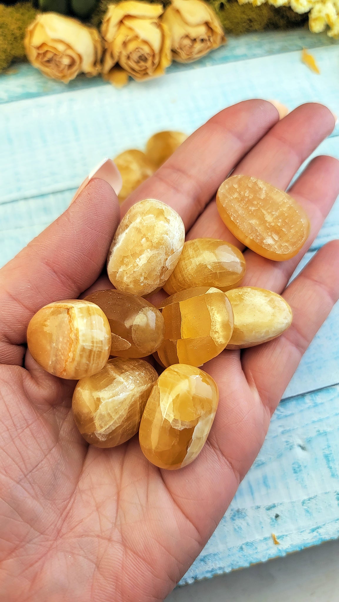 Gold Honey Amber Calcite Tumbles