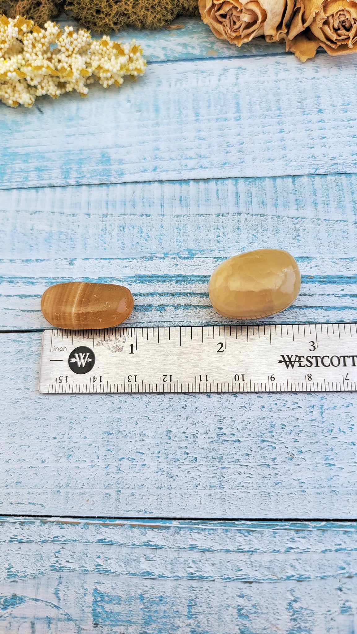 Gold Honey Amber Calcite Tumble Measure