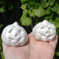 Howlite Gemstone Happy Pumpkin Totem Jack-o-Lantern Carving