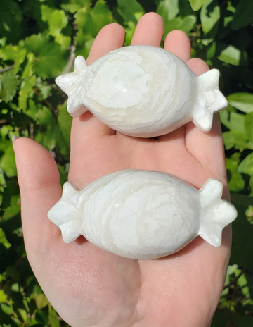 Howlite in Quartz Natural Gemstone Holiday Sweetie Candy Carving