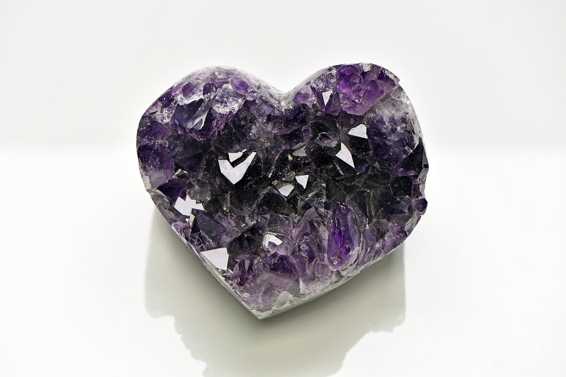 Amethyst Druzy Gemstone Heart Carving - Unique!