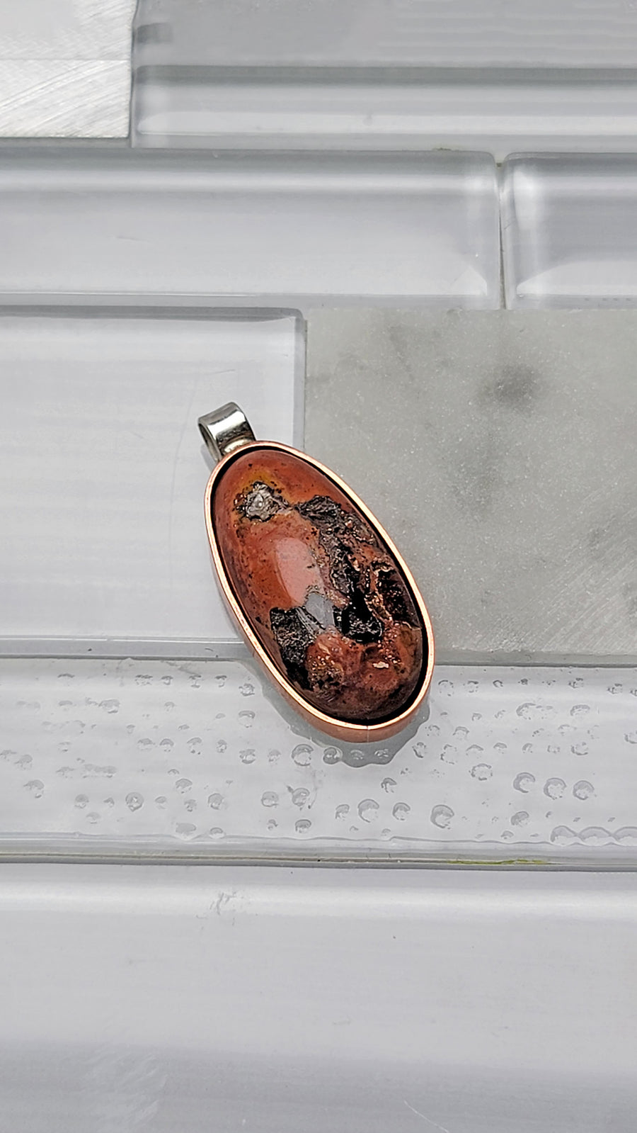 Natural Cantera Mexican Yellow Opal Sterling Silver & Copper Pendant - AA Grade Opal