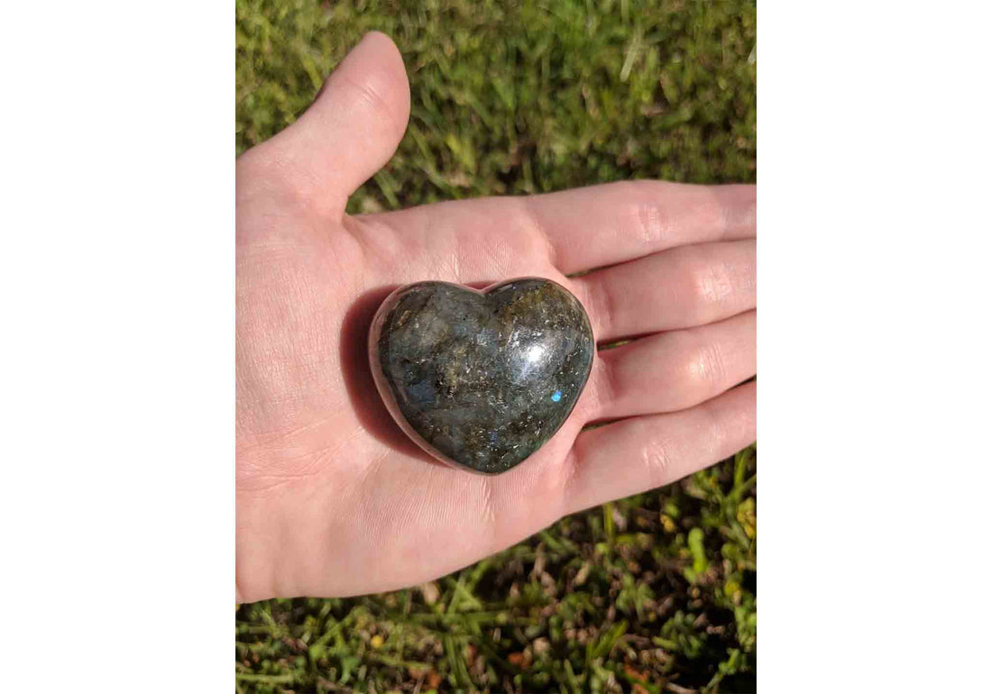 Labradorite Gemstone Heart - Puffy 45mm 2