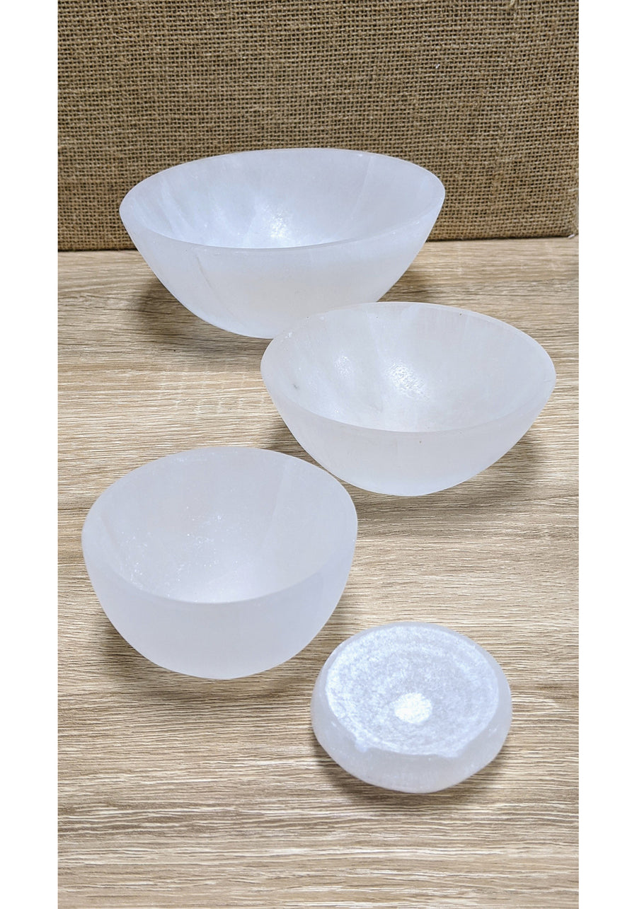 White Selenite Gemstone Offering Altar Bowl Vessel