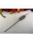Stainless Steel Reusable Straw with Gemstone Accent - Chevron Amethyst 2