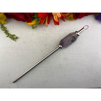 Stainless Steel Reusable Straw with Gemstone Accent - Chevron Amethyst 2