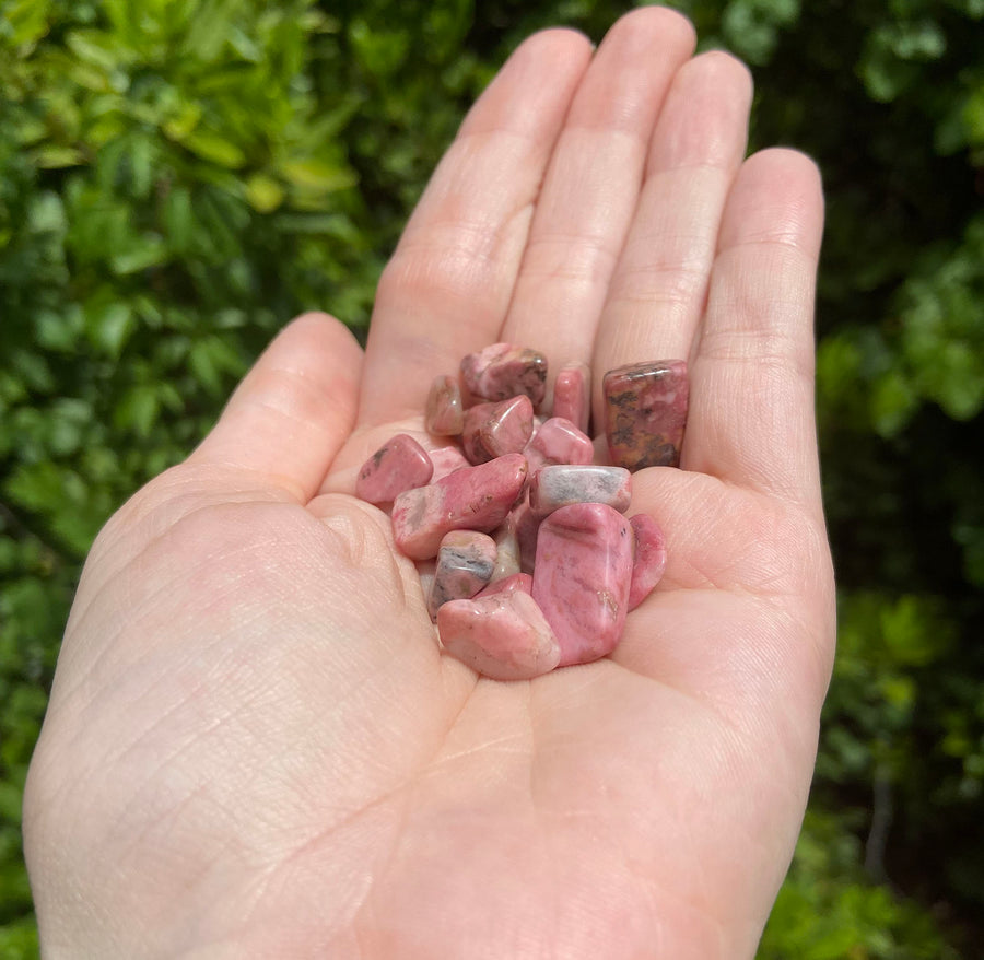 Rhodonite Gemstone Tumbled Pebble Chips by the Ounce