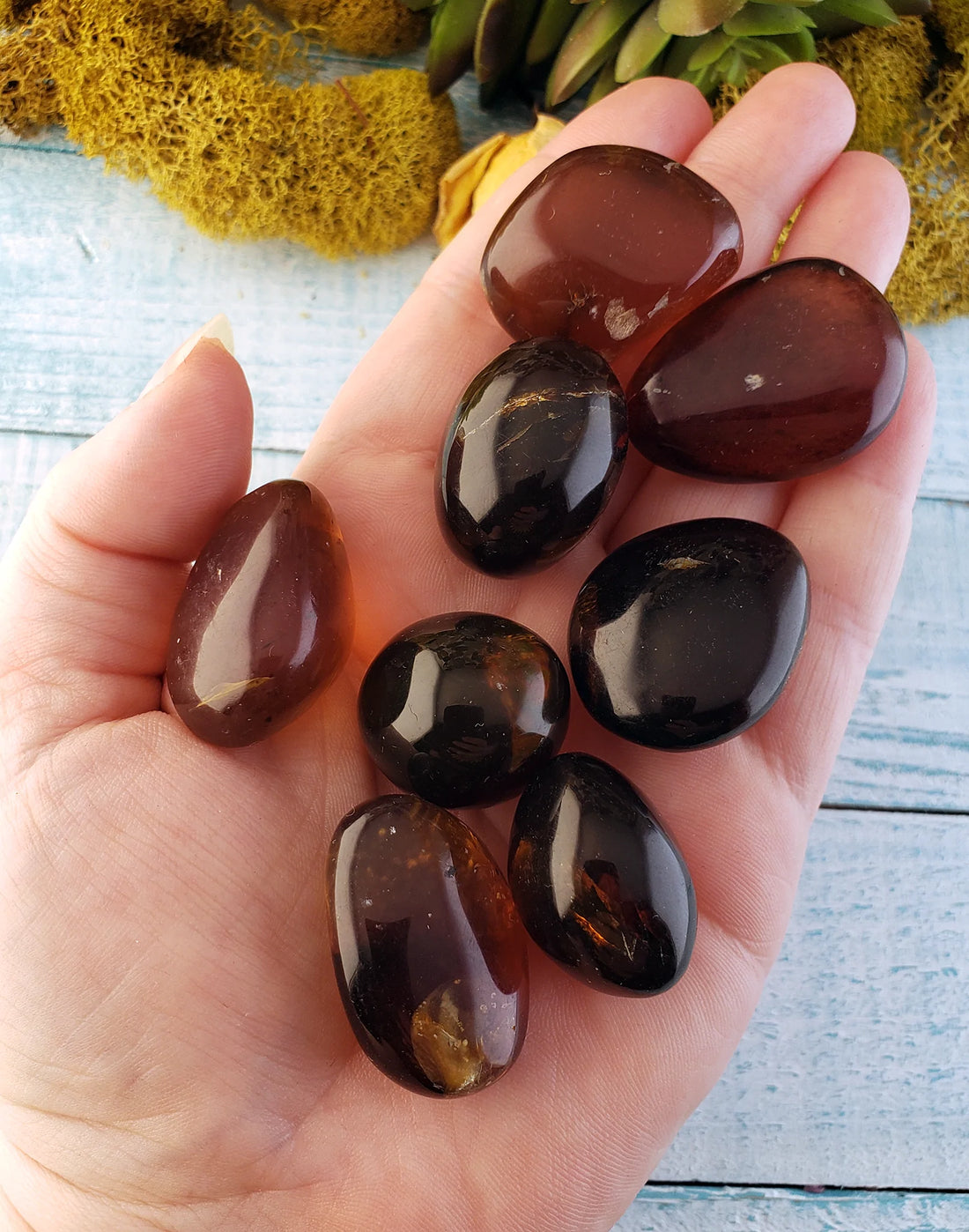 Indonesian Honeyed Red Amber Natural Fossil Tumbled Gemstone - Standard