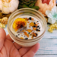 Coconut Soy Wax Handmade Scented Jar Candle & Gem Chips - Best Friend - Essential Oil Scented Candle with Dried Herbs