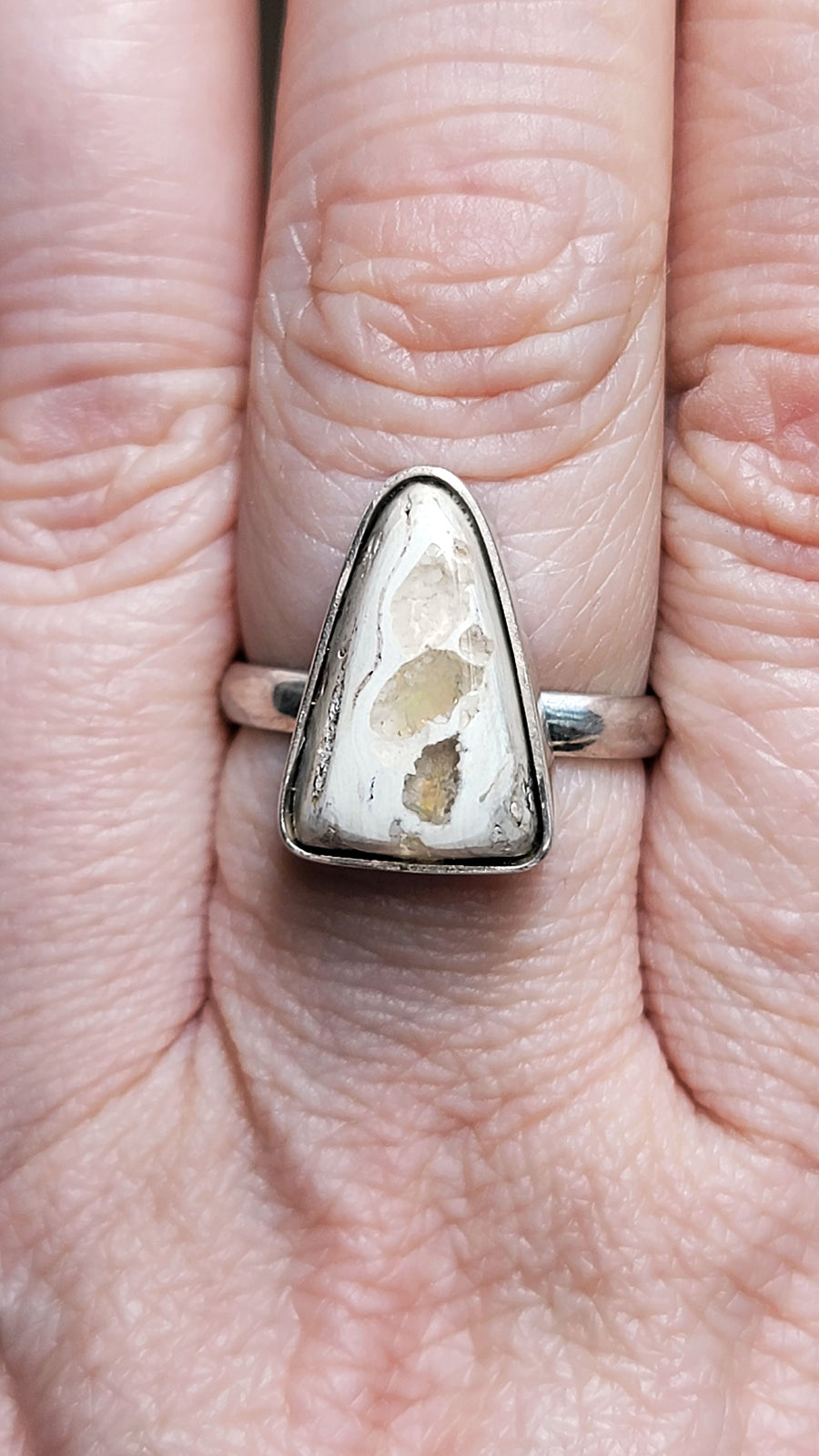 Natural Cantera Mexican Opal Sterling Silver Ring - AA Grade Opal