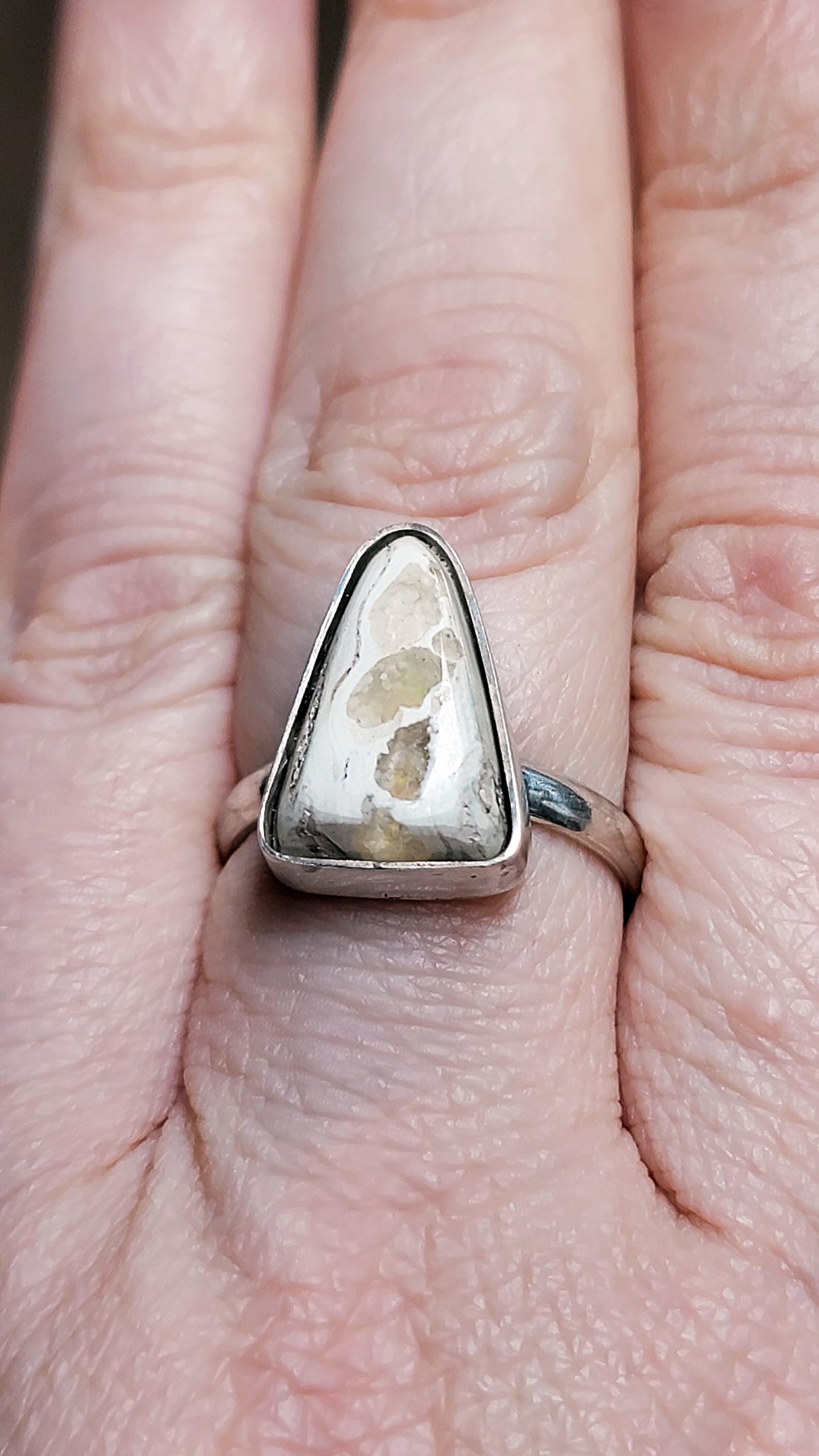 Water Natural Cantera Mexican Opal Sterling Silver Ring - AA Grade Opal