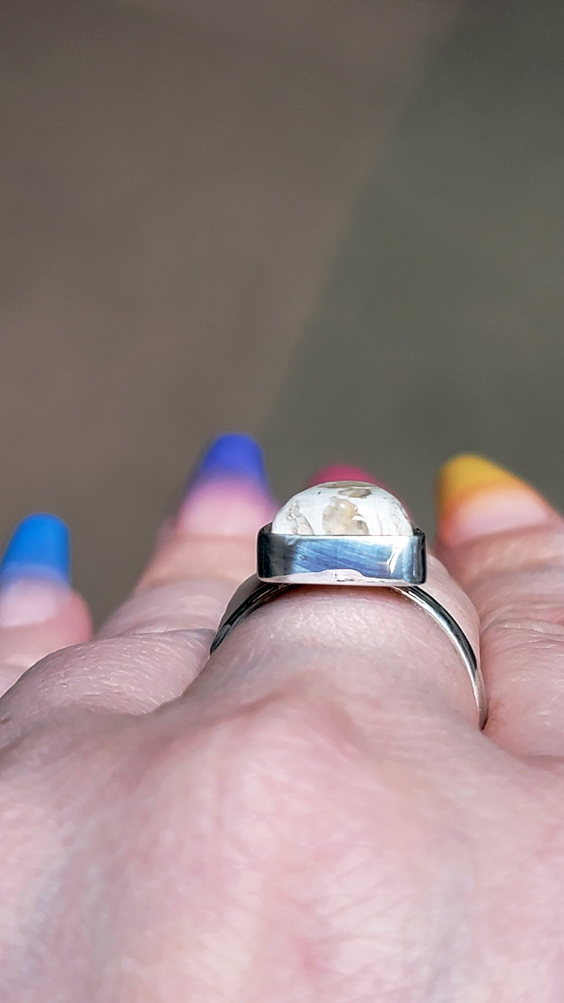 Natural Water Cantera Mexican Opal Sterling Silver Ring