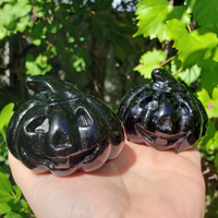Large Obsidian Gemstone Happy Pumpkin Totem Jack-o-Lantern