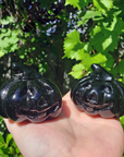 Large Obsidian Gemstone Happy Pumpkin Totem Jack-o-Lantern Carving