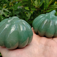 Large Green Aventurine Gemstone Happy Pumpkin Totem Jack-o-Lantern Carving - Pumpkin Backs