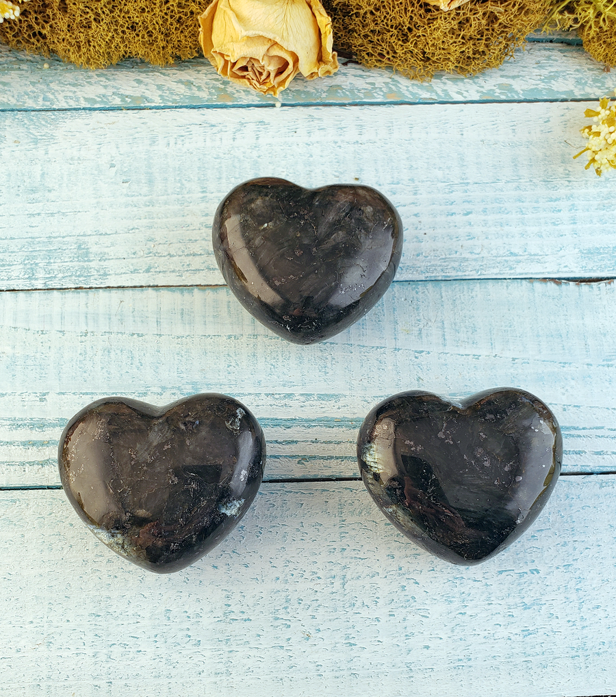 Larvikite Natural Gemstone Puffy Heart Carving