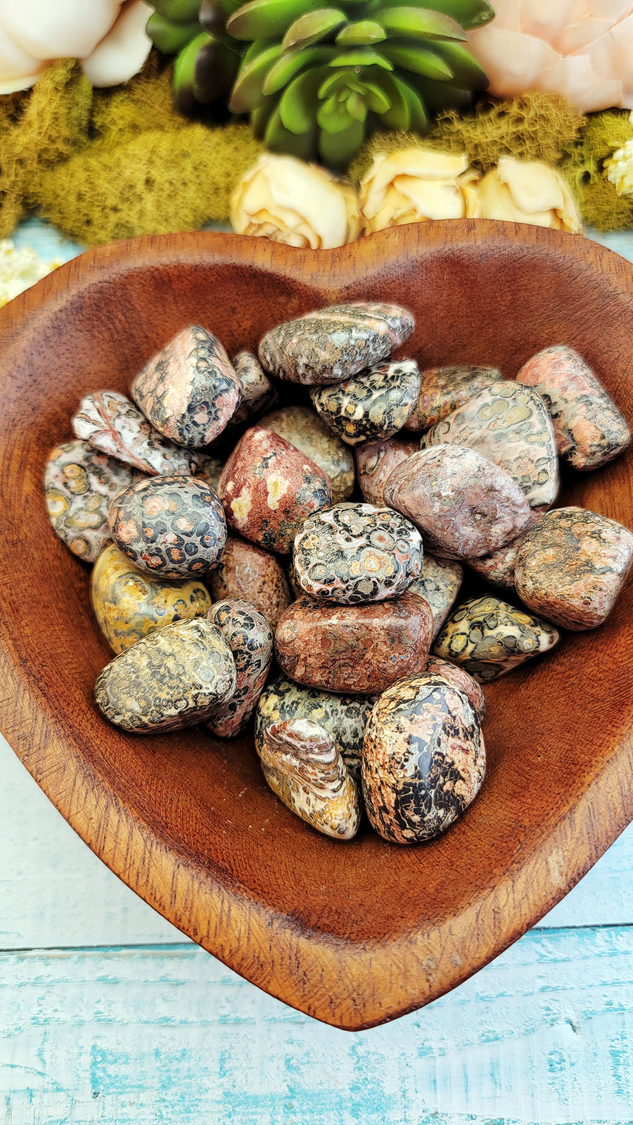 Leopard Skin Jasper Tumbled Gemstone Bowl