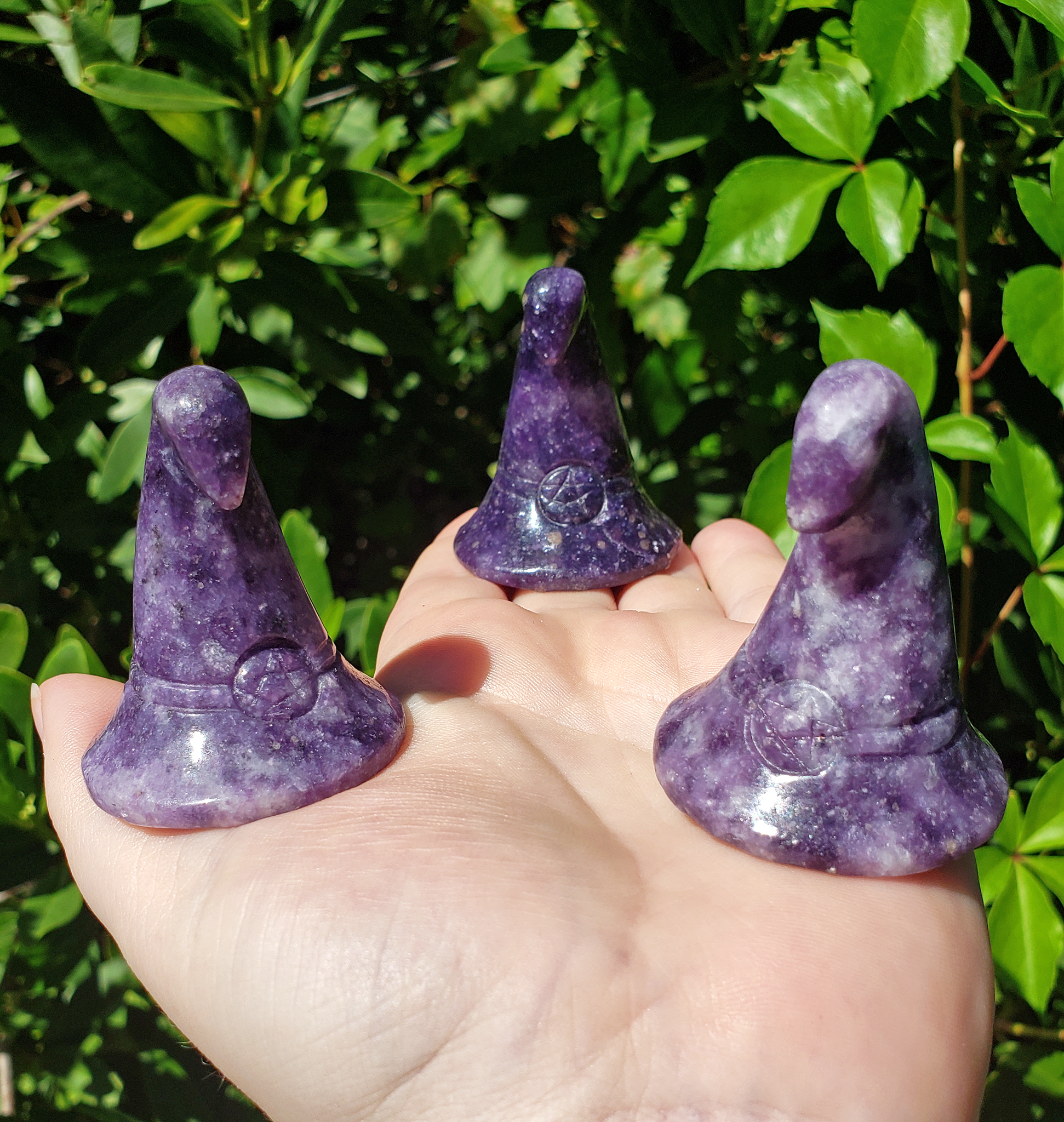 Lepidolite Witch&#39;s Hat Carving