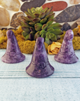 Lepidolite Gemstone Witch's Hat Carving