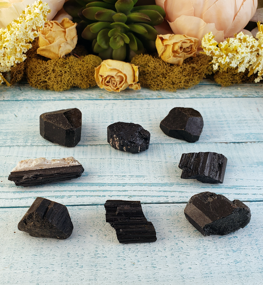 Black Tourmaline Natural Raw Rough Gemstone - Medium