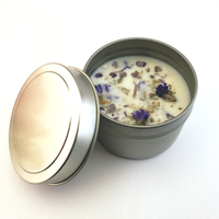 Coconut Soy Wax Handmade Scented Candle & Crystal Chips - Forget Me Not - Solo Candle