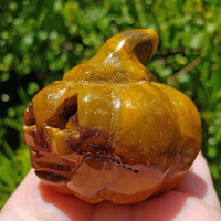 Yellow Mookaite Gemstone Happy Pumpkin Totem Jack-o-Lantern Carving
