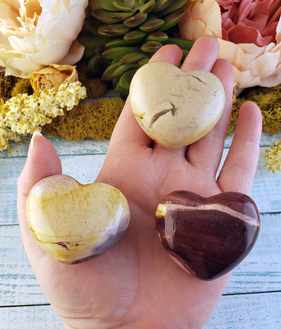 Mookaite Natural Gemstone Puffy Heart Carving