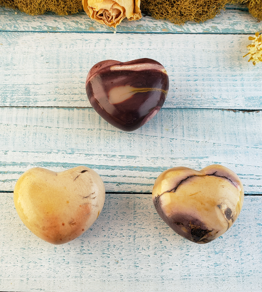 Mookaite Natural Gemstone Puffy Heart Carving - 40 - 45mm