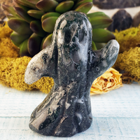 Moss Agate Natural Gemstone Spooky Spirit Wailing Ghost Carving - Adorable Figurine!