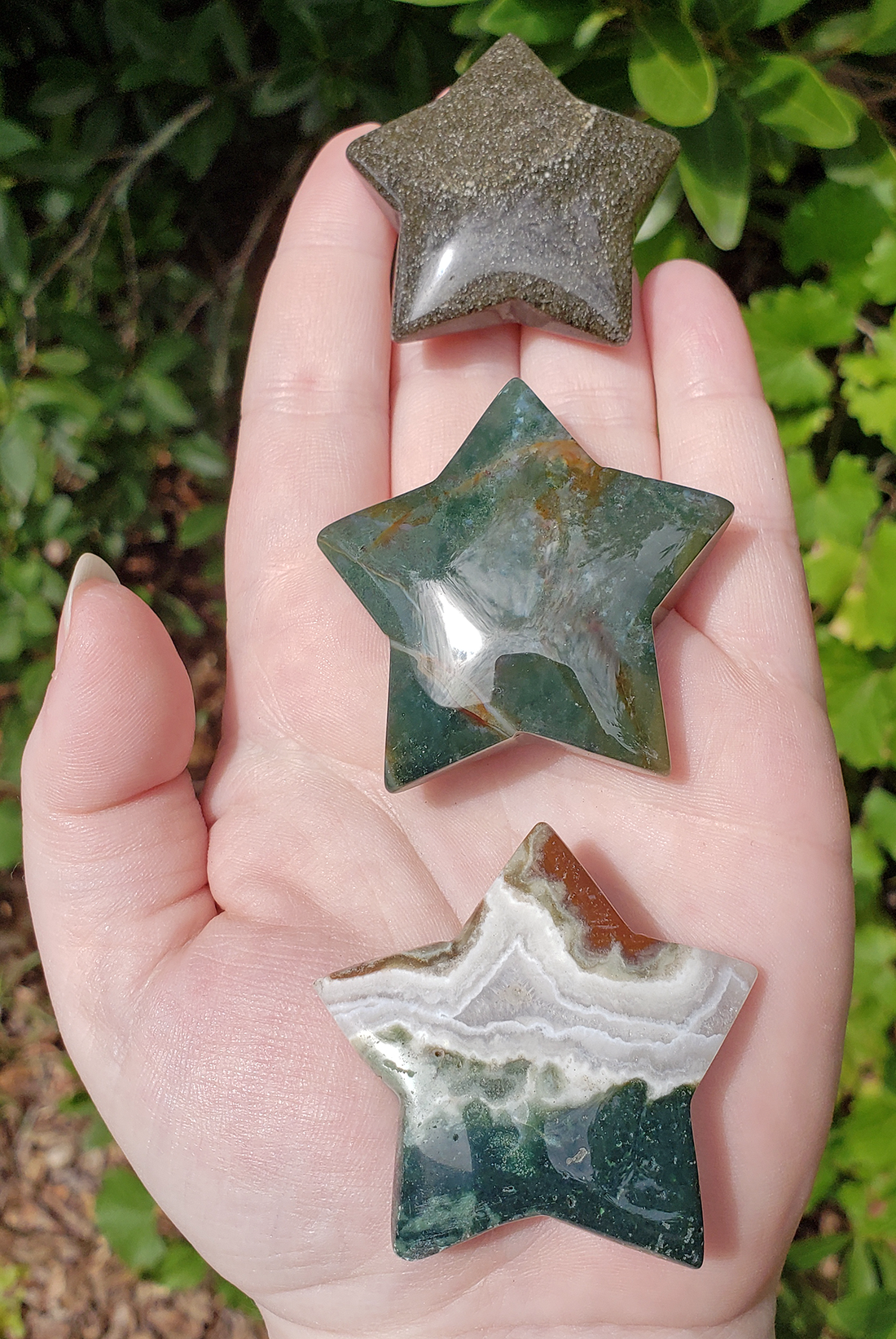 Moss Agate Polished 40mm-45mm Star