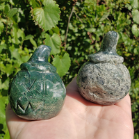 Moss Agate Gemstone Pumpkin Totem Jack-o-Lantern Carving