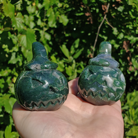 Moss Agate Gemstone Spooky Pumpkin Totem Jack-o-Lantern Carving - Beauties