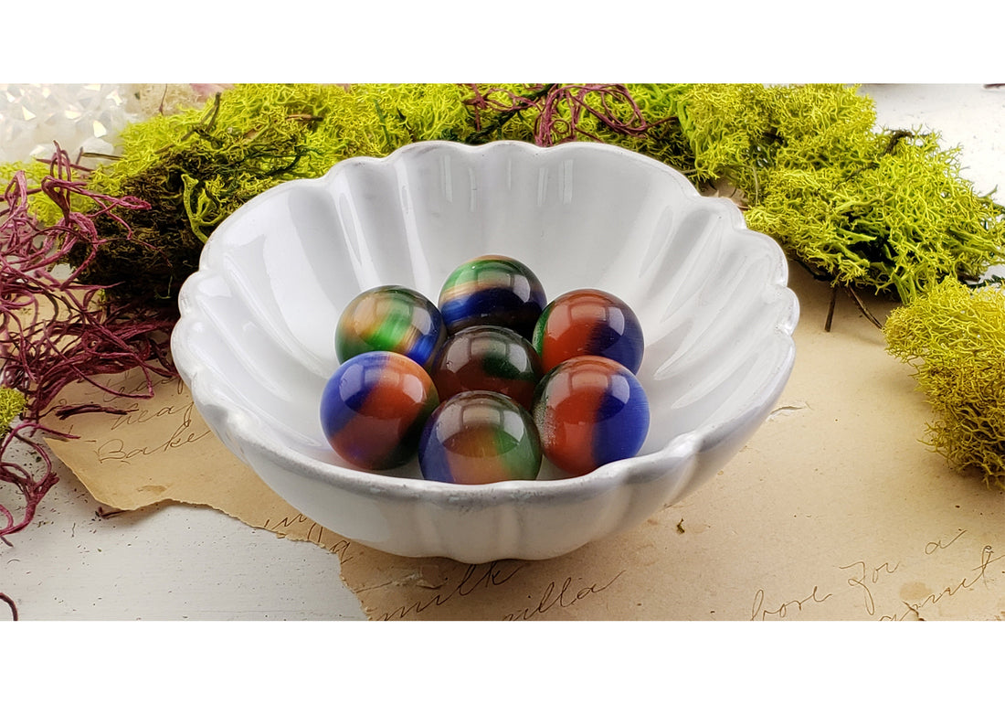 Multi-Color Rainbow Cat's Eye Gemstone 20mm Orb Sphere Marble