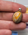 Natural Cantera Mexican Yellow Opal Sterling Silver & Copper Pendant - AA Grade Opal