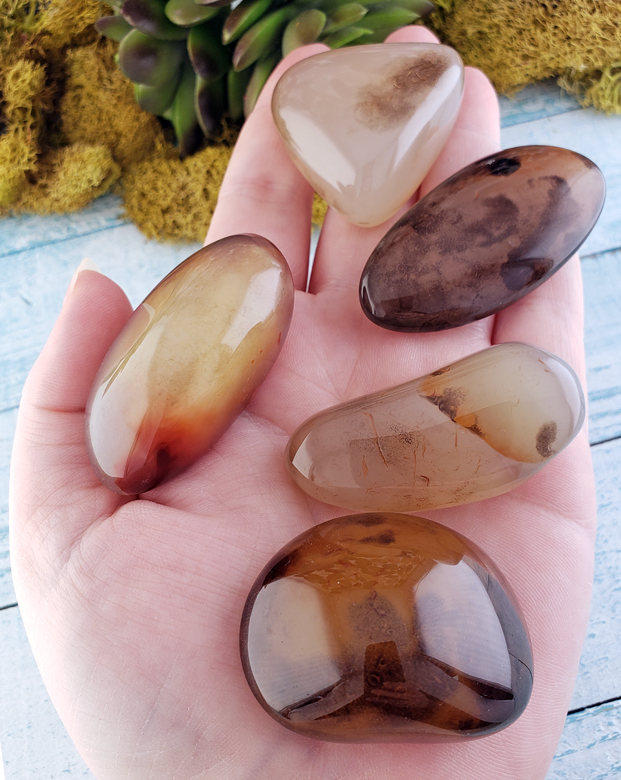 Agate Natural Gemstone Polished Meditation Palm Stone - 1" - 1.75"