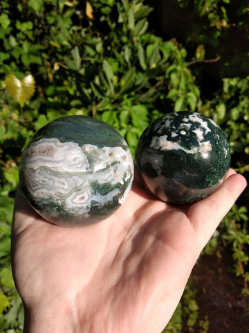 Moss Agate Gemstone Sphere Orb - Multiple Sizes!