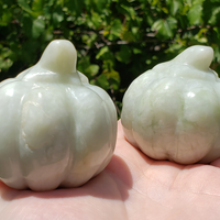 New Jade Gemstone Happy Pumpkin Totem Jack-o-Lantern Carving - Showing the Backs