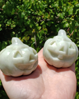 New Jade Gemstone Happy Pumpkin Totem Jack-o-Lantern Carving - Grinning