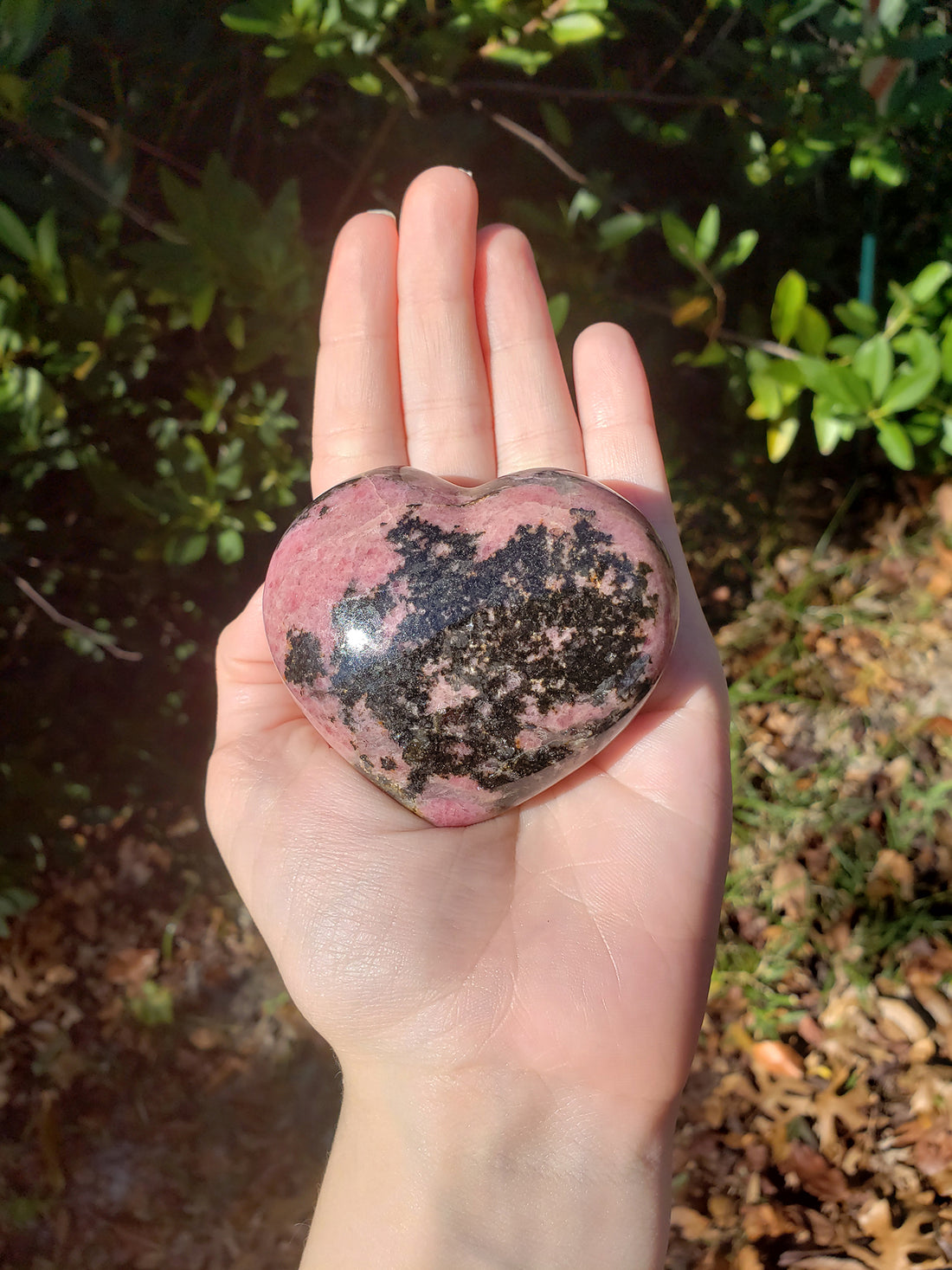 Rhodonite Gemstone Puffy Heart Carving - 65-75mm