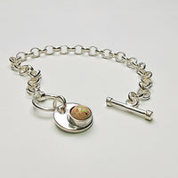 Natural Cantera Mexican Opal Sterling Silver Charm Bracelet - AA Grade Opal