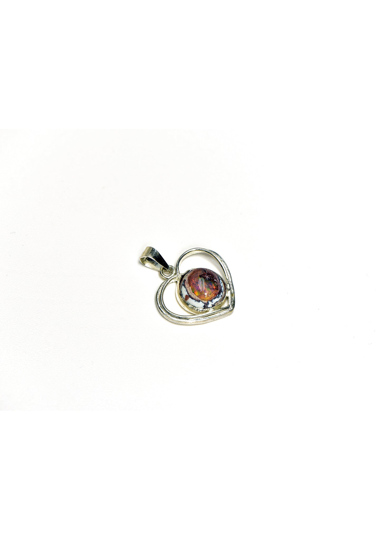Mexican Opal Sterling Silver Heart Pendant - Liliana 3