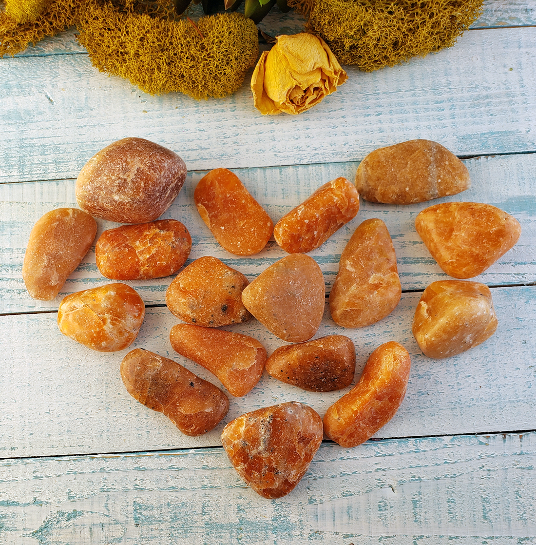 Orange Orchid Calcite Natural Semi-Tumbled Gemstone - FreeformOrchid Orange Calcite Semi-Tumbled Stone - One Stone - Heart Shaped