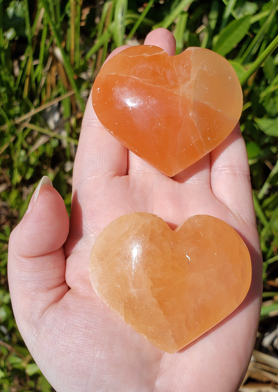 Orange Selenite Natural Gemstone Heart  - 45 - 55mm