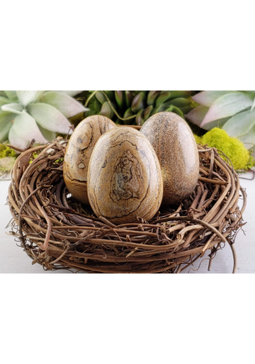 Picture Jasper Gemstone Egg Carving