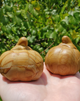 Picture Jasper Gemstone Happy Pumpkin Totem Jack-o-Lantern Carving - Showing Backs